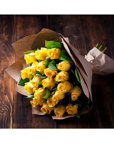 Букет из 21 желтой розы с доставкой по Алматы