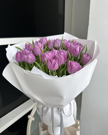 Сиреневое очарование пионовидных тюльпанов с доставкой по Астане