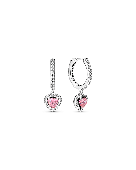 Серьги-кольца "Розовое сердце" с доставкой по Астане