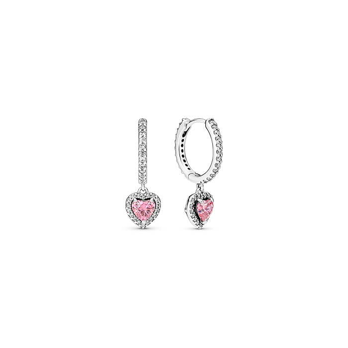 Серьги-кольца "Розовое сердце"