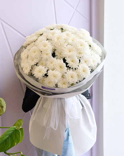 Bouquet of Bouquet of white chrysanthemums flowers delivered to Shymkent