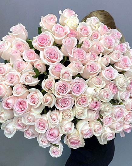 Bouquet of pink roses Novia 101 pcs with delivery to Astana