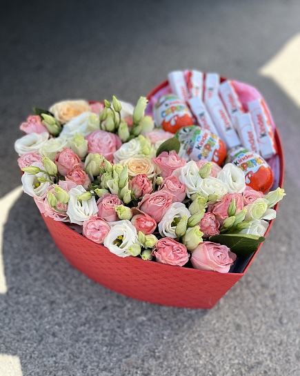 Bouquet of Heart flowers delivered to Kostanay.