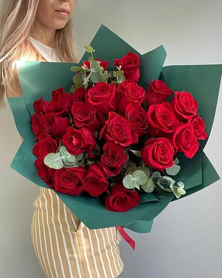 Bouquet of 25 Choice Red Roses ❤️ flowers delivered to Almaty