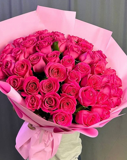 Bouquet of 51 pink rose flowers delivered to Aktau