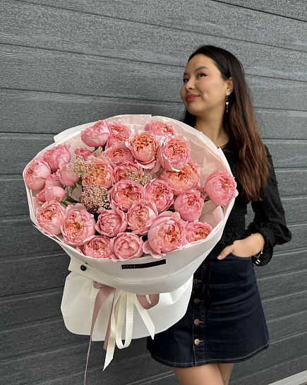 Bouquet of peach flowers delivered to Almaty