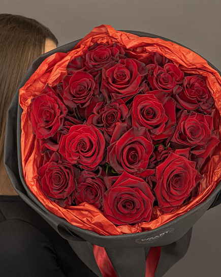 Bouquet of Reds in black flowers delivered to Uralsk