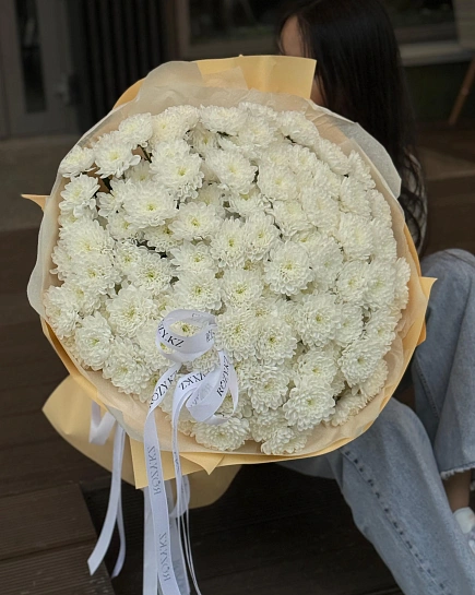 Букет из 25 пышных кустовых хризантем  с доставкой по Астане