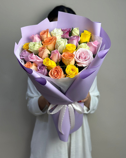 Bouquet of Bouquet of 25 roses mix (50 cm) flowers delivered to Astana