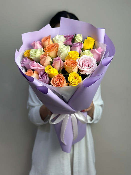 Bouquet of 25 roses mix (50 cm)
