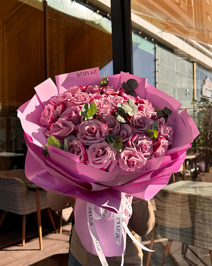 Bouquet with French roses and eucalyptus with delivery to Astana