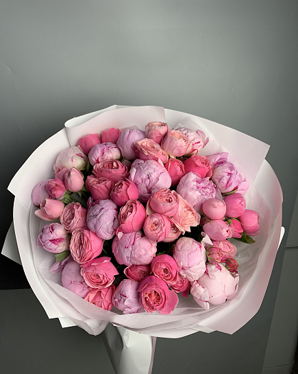 Bouquet of Pink Pioni flowers delivered to Astana