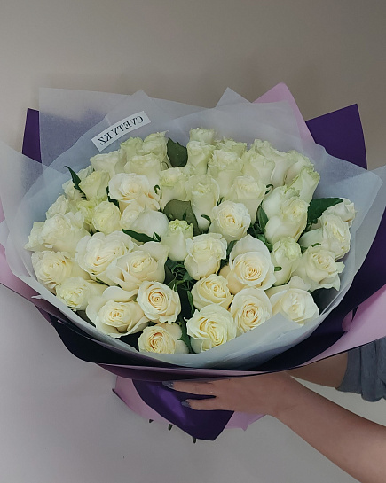 Bouquet of White roses flowers delivered to Pavlodar
