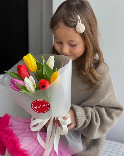 Букет микс из 7 тюльпанов  с доставкой по Астане