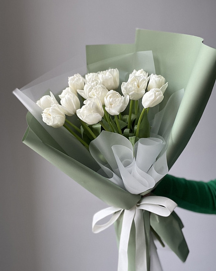Пионовидные тюльпаны (белые) 15 шт с доставкой по Алматы