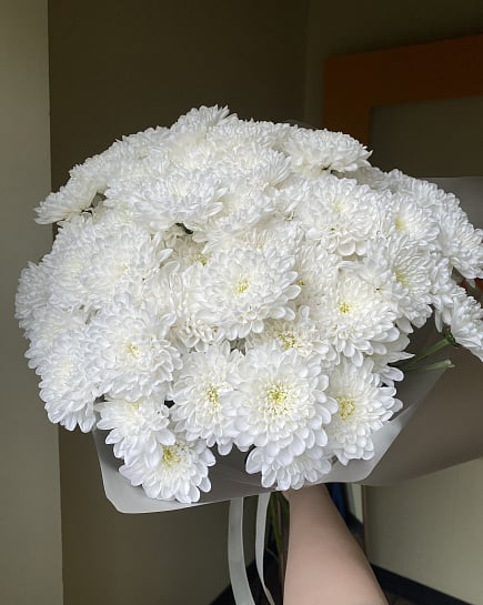 Белоснежное облако хризантем с доставкой по Астане