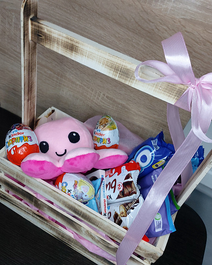 Bouquet of Sweets with a toy flowers delivered to Pavlodar