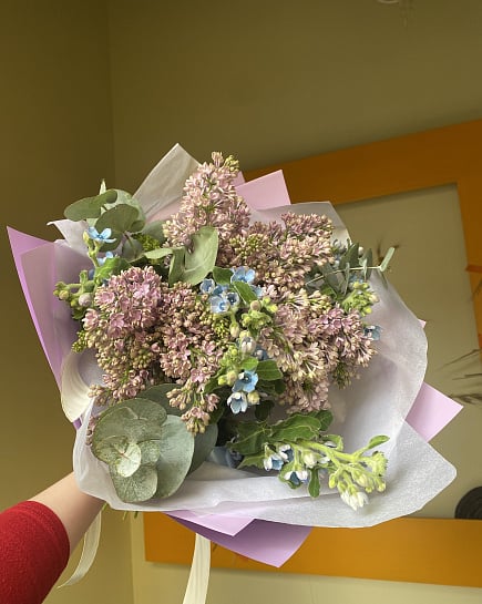 Сиреневый сад с эустомой с доставкой по Астане