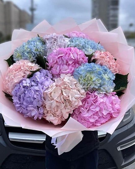Bouquet of 11 hydrangeas flowers delivered to Aktau