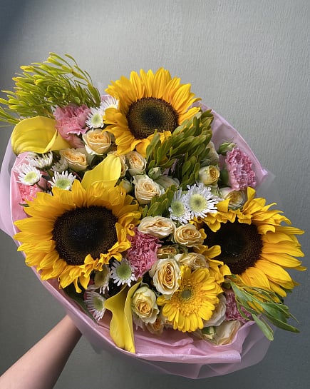 Солнечное настроение с подсолнухами with delivery to Astana