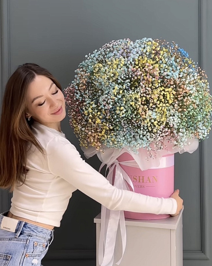 Bouquet of Giant box with gypsophila flowers delivered to Astana