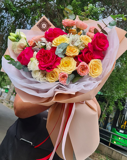 Bouquet of For beautiful ladies flowers delivered to Almaty