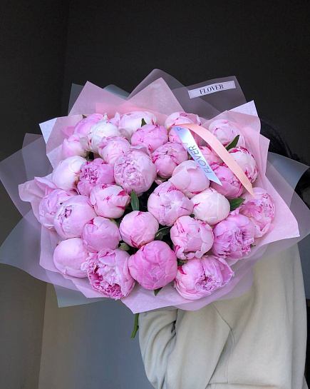 Bouquet of 31 pink peonies flowers delivered to Astana