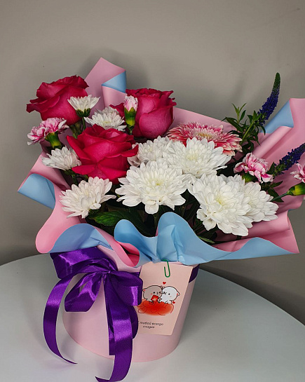 Bouquet of Bright composition in a box flowers delivered to Astana