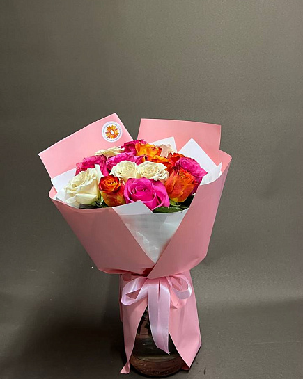 Букет из 15 Голландских мик роз с доставкой по Алматы