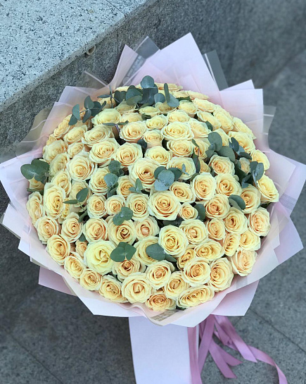 Bouquet of 101 white rose flowers delivered to Astana