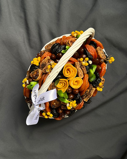 Bouquet of Basket with dried fruits flowers delivered to Almaty
