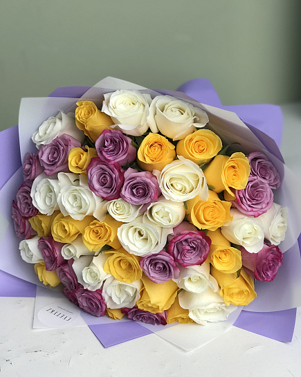Bouquet of Bouquet of flowers of 51 roses Assorted flowers delivered to Astana