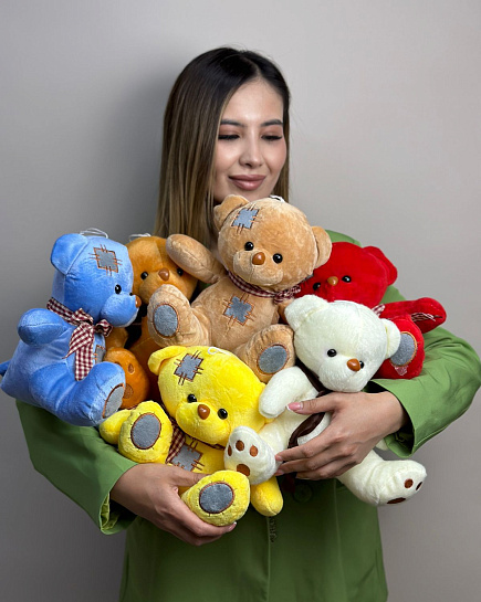 Bouquet of Teddy bear (blue) 20 cm flowers delivered to Astana