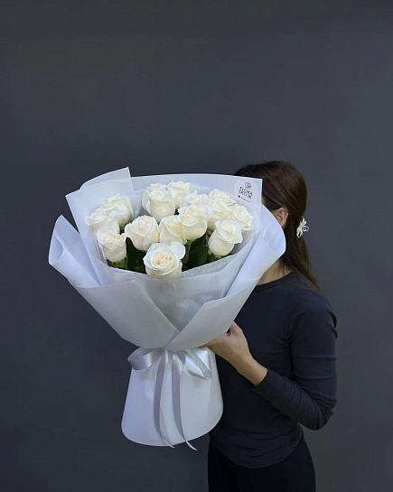 15 Белых роз  с доставкой по Астане