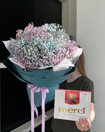 Bouquet of Bouquet of gypsophila and merci flowers delivered to Astana