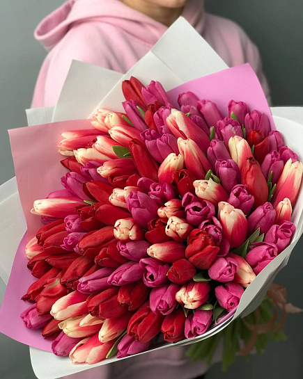 Bouquet of Super Tulip Mix flowers delivered to Almaty