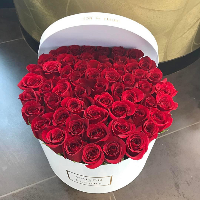 51 red roses in a box