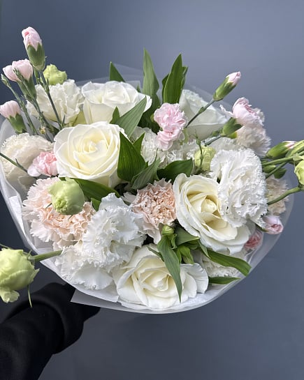 Белоснежная нежность с эустомой с доставкой по Астане