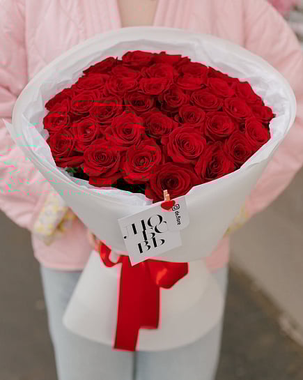 35 роз 50 см + мишка 76 см с открыткой  with delivery to Pavlodar