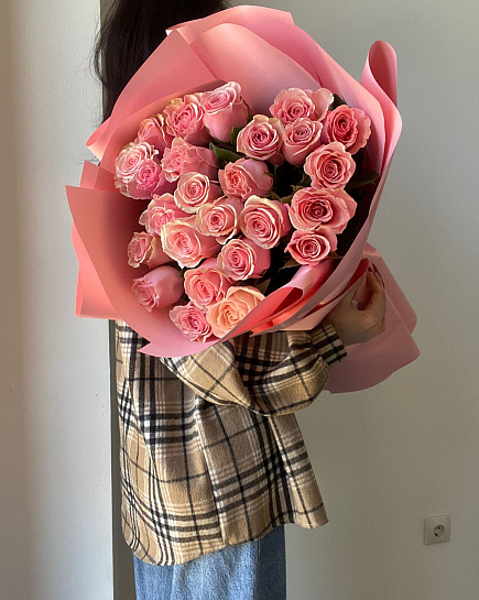 Pink roses 25 pcs with delivery to Almaty