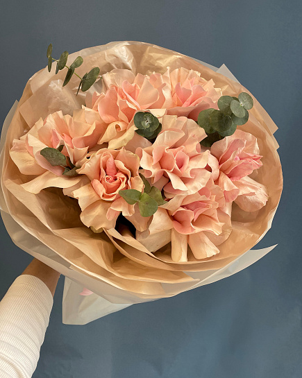 Bouquet of French roses with added greenery with delivery to Astana