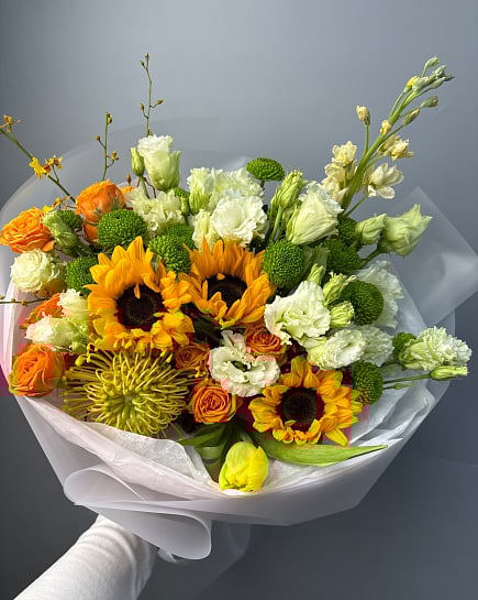 Солнечный микс с подсолнухами с доставкой по Астане