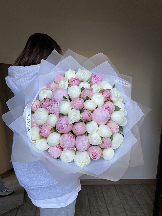 51 white and pink peonies