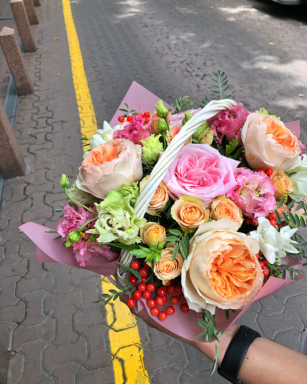 Bouquet of Arrangement in the basket flowers delivered to Almaty