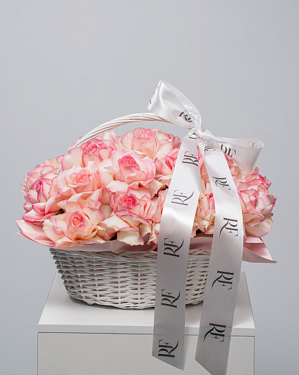 Bouquet of Basket of open rose L flowers delivered to Almaty