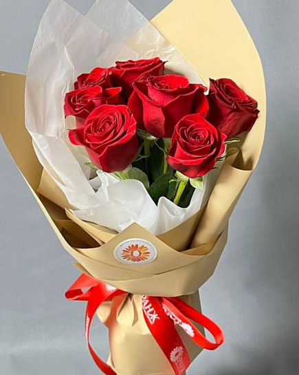 Букет из 7 голландских красных роз с доставкой по Алматы
