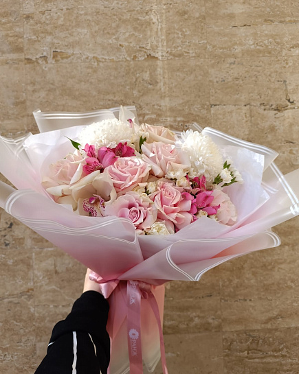 Bouquet of Pink Waltz flowers delivered to Almaty