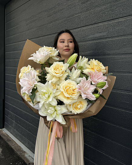 Bouquet of lemon sherbet flowers delivered to Almaty