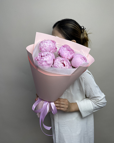 Bouquet of Peonies 5 pcs flowers delivered to Astana