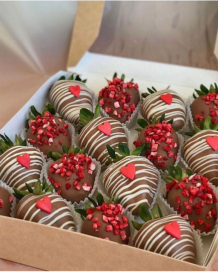 Bouquet of Chocolate covered strawberries set flowers delivered to Kostanay.